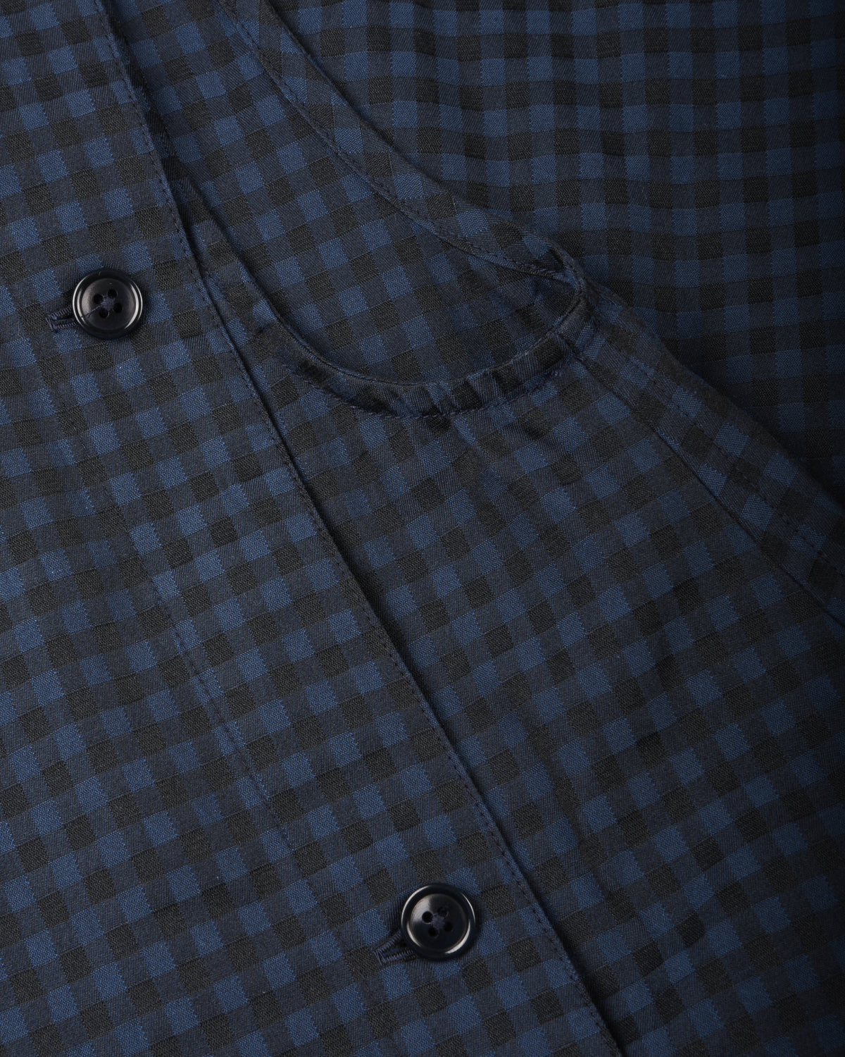 TS(S) GINGHAM PLAID SIDE BUTTON SLEEVELESS DRESS - NAVY