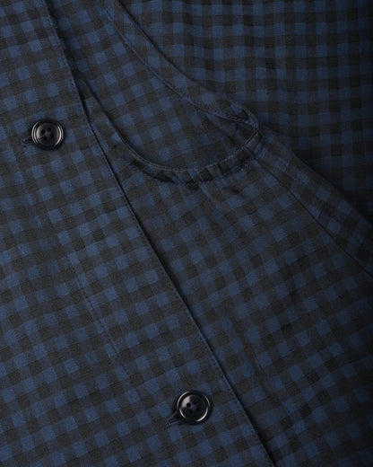 TS(S) GINGHAM PLAID SIDE BUTTON SLEEVELESS DRESS - NAVY