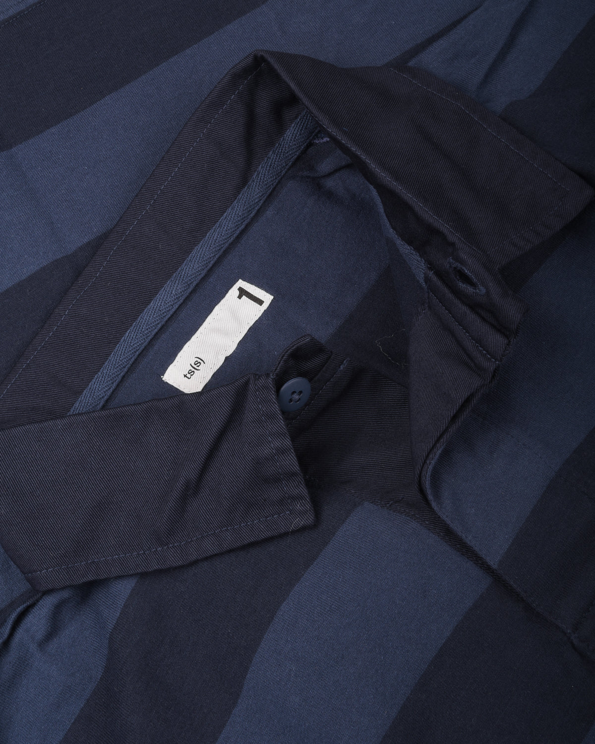 TS(S) WIDE STRIPE GARMENT DYE RUGBY SHIRT - NAVY
