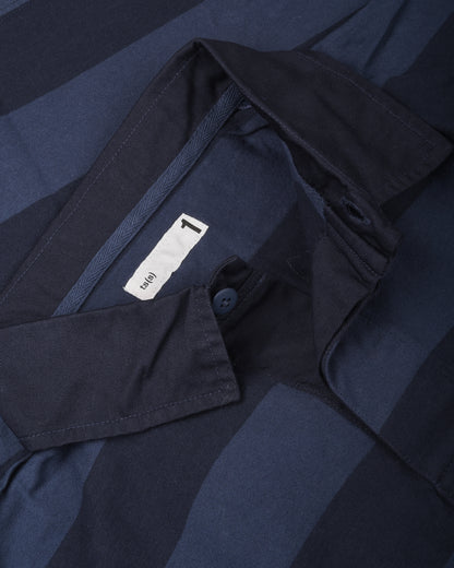 TS(S) WIDE STRIPE GARMENT DYE RUGBY SHIRT - NAVY