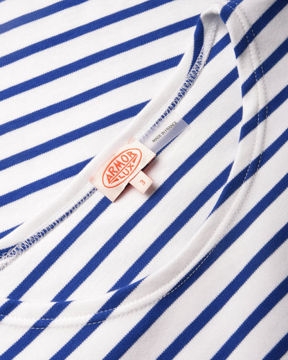 ARMOR LUX LADIES HERITAGE BRETON SHIRT L/S - WHITE/ ETOILE ROYAL BLUE