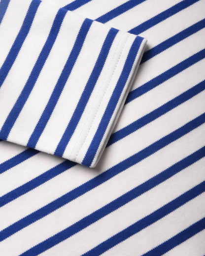 ARMOR LUX LADIES HERITAGE BRETON SHIRT L/S - WHITE/ ETOILE ROYAL BLUE