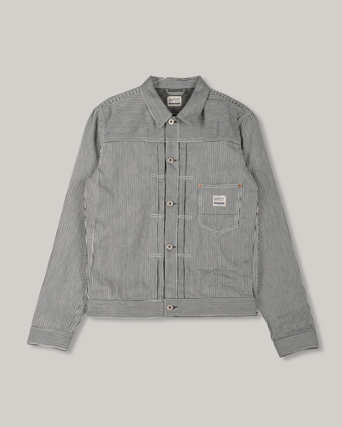 BLUE BLANKET JEANS J03 TYPE I JACKET - INDIGO HICKORY STRIPE