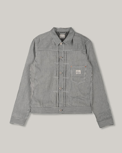 BLUE BLANKET JEANS J03 TYPE I JACKET - INDIGO HICKORY STRIPE