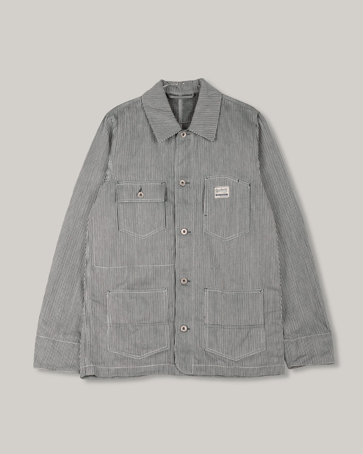 BLUE BLANKET JEANS J10  RAILROAD JACKET - INDIGO HICKORY STRIPE