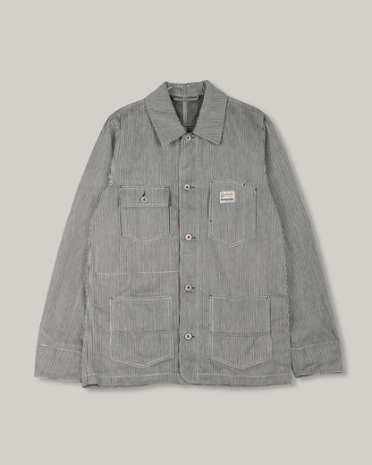 BLUE BLANKET JEANS J10  RAILROAD JACKET - INDIGO HICKORY STRIPE