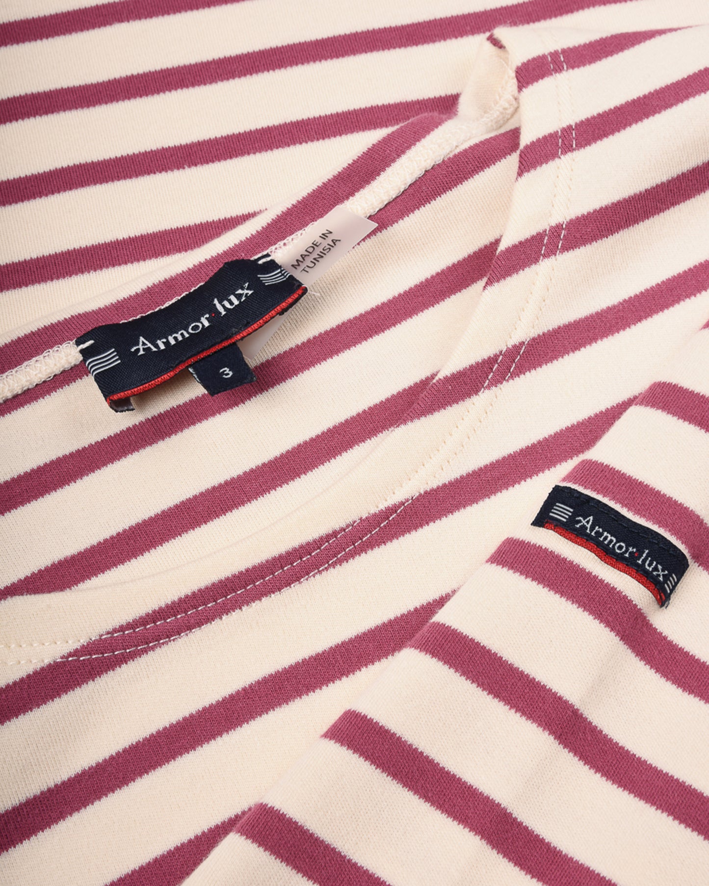 ARMOR LUX LADIES 'LESCONIL' BRETON SHIRT L/S - NATURE/ VIOLET QUARTZ