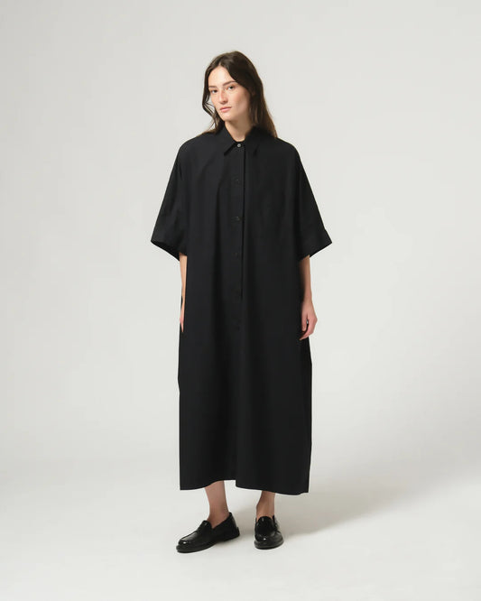 GIRLS OF DUST LIGHT POPLIN SHIRT DRESS - BLACK