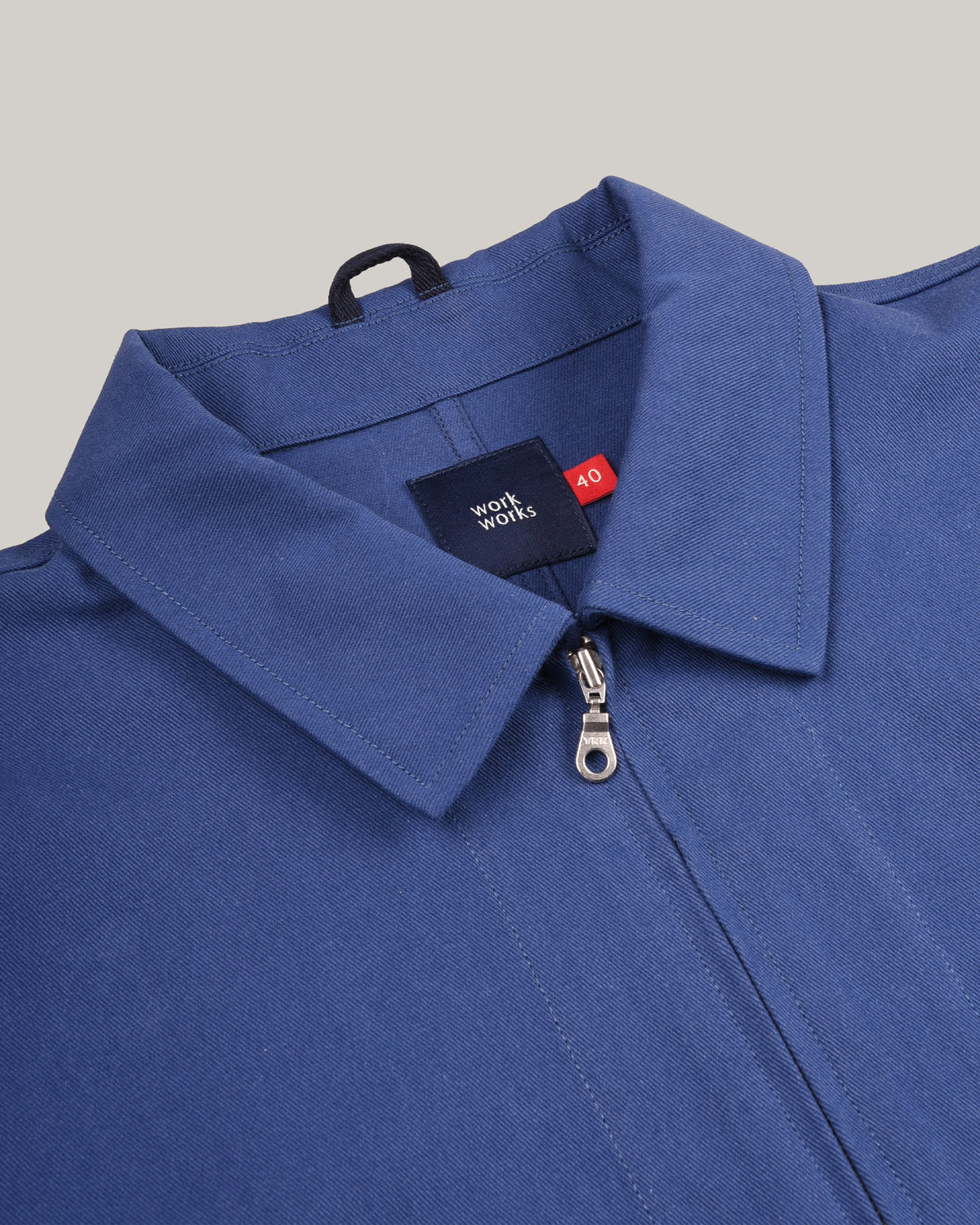 WORK WORKS WOMEN'S ZIP UP CROPPED JACKET - BLUE TWILL
