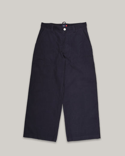 WORK WORKS WOMEN'S UTILITY POCKET STRAIGHT RELAXED PANTS - NAVY CORDUROY