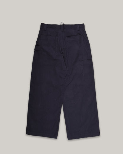 WORK WORKS WOMEN'S UTILITY POCKET STRAIGHT RELAXED PANTS - NAVY CORDUROY