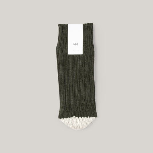 TS(S) UNPAIRED COTTON RIB SOCK (SINGLE) - DARK FOREST