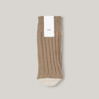 TS(S) UNPAIRED COTTON RIB SOCK (SINGLE) - BEIGE