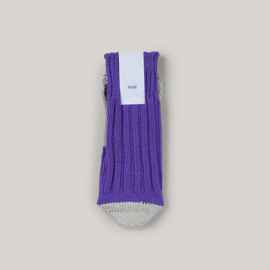 TS(S) UNPAIRED COTTON RIB SOCK  (SINGLE) - PURPLE