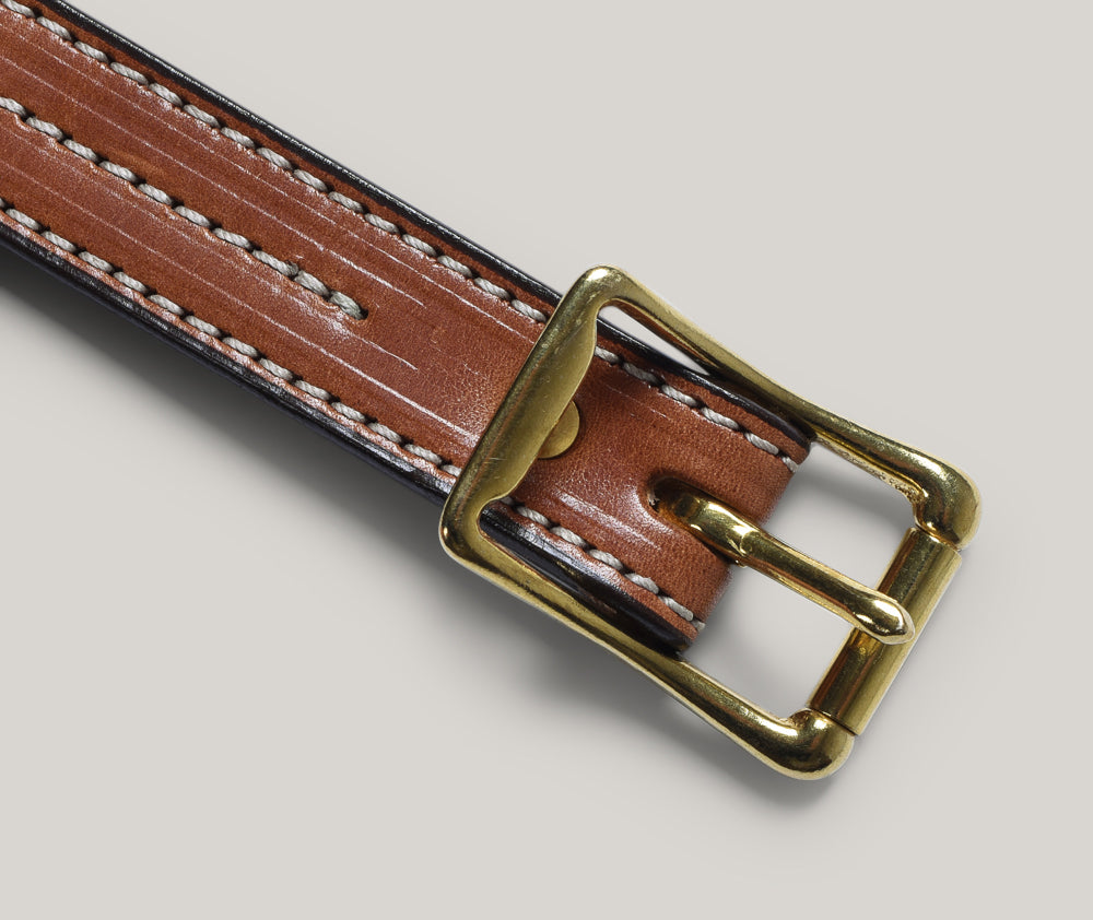 YUKETEN 1" TRIPLE STITCHED BELT - BUCK BROWN W/ NATURAL STITCH
