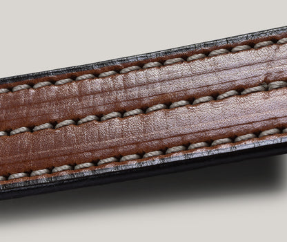YUKETEN 1" TRIPLE STITCHED BELT - BUCK BROWN W/ NATURAL STITCH