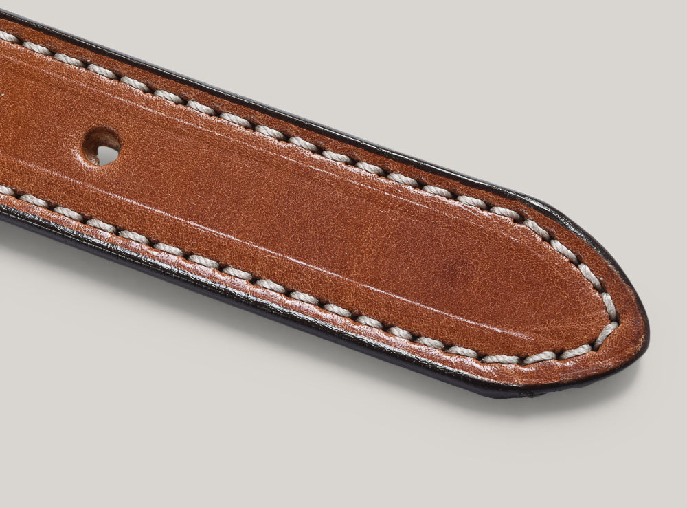 YUKETEN 1" TRIPLE STITCHED BELT - BUCK BROWN W/ NATURAL STITCH