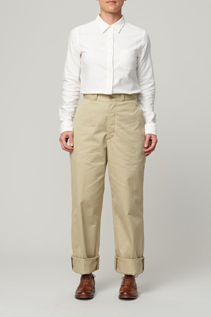 LENO CHINO TROUSERS - BEIGE