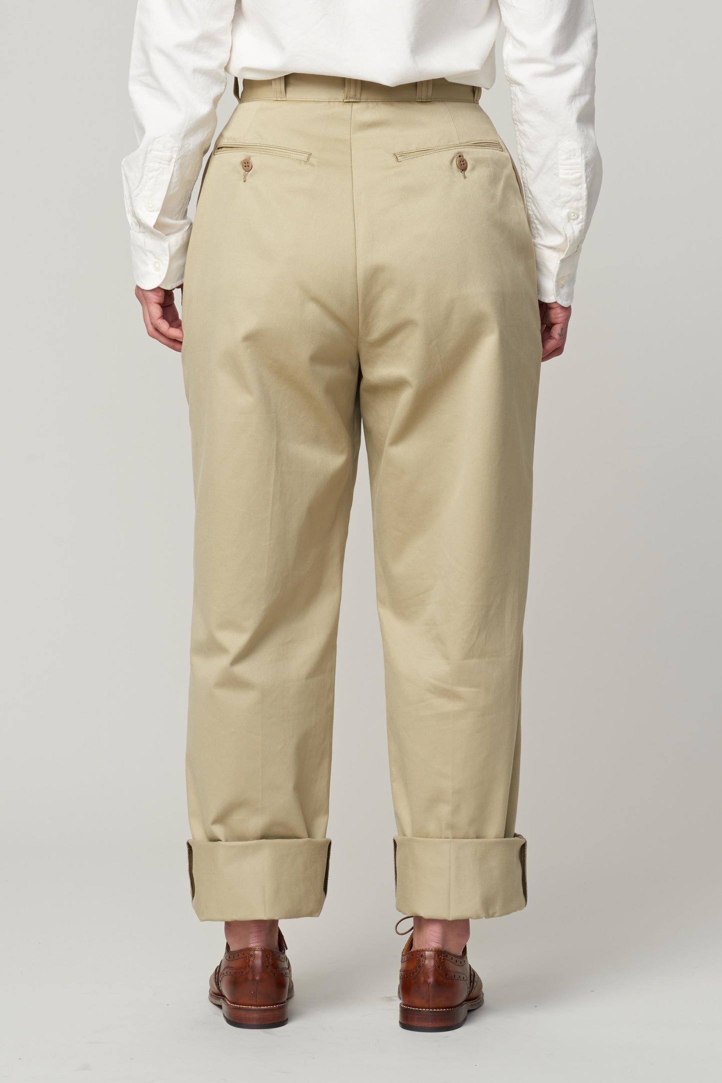 LENO CHINO TROUSERS - BEIGE