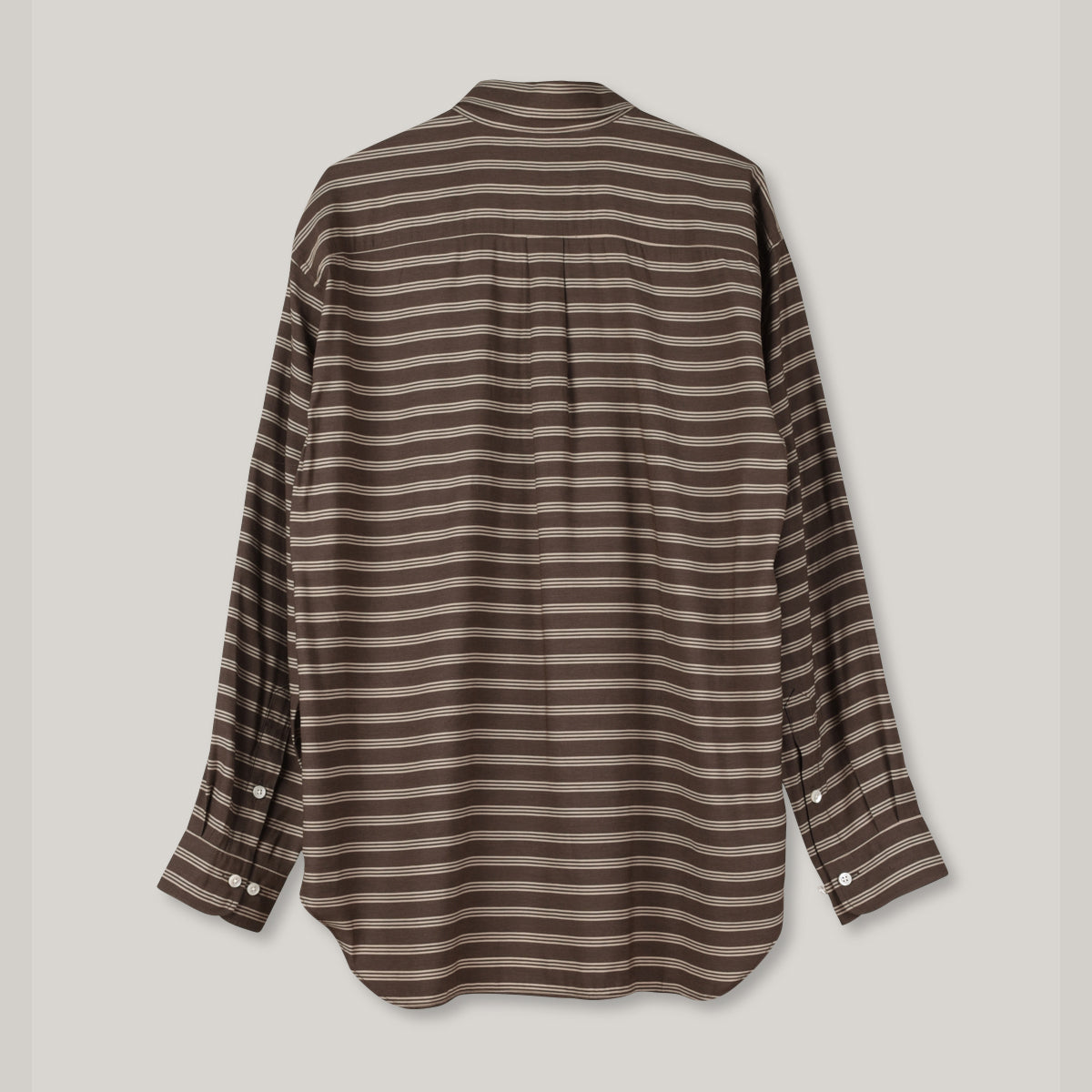 TS(S) HORIZONTAL STRIPE BAGGY FIT SHIRT - BROWN